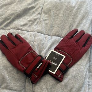 Thermal Red Winter Gloves ski gloves warm dark red one size